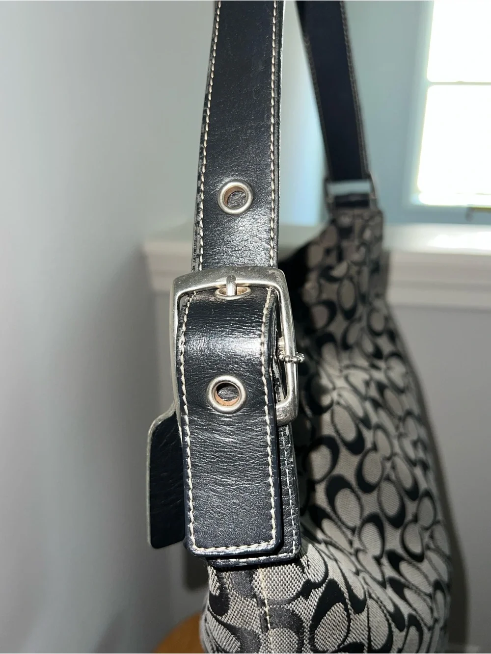 Coach Signature Jacquard Hobo Shoulder Bag – Black/Gray